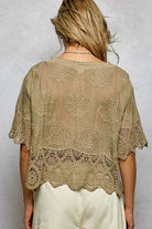 Crochet Trim Neckline Short Sleeve Jacket Top-Pol Clothing-Stuffology - Where Vintage Meets Modern, A Boutique for Real Women in Crosbyton, TX