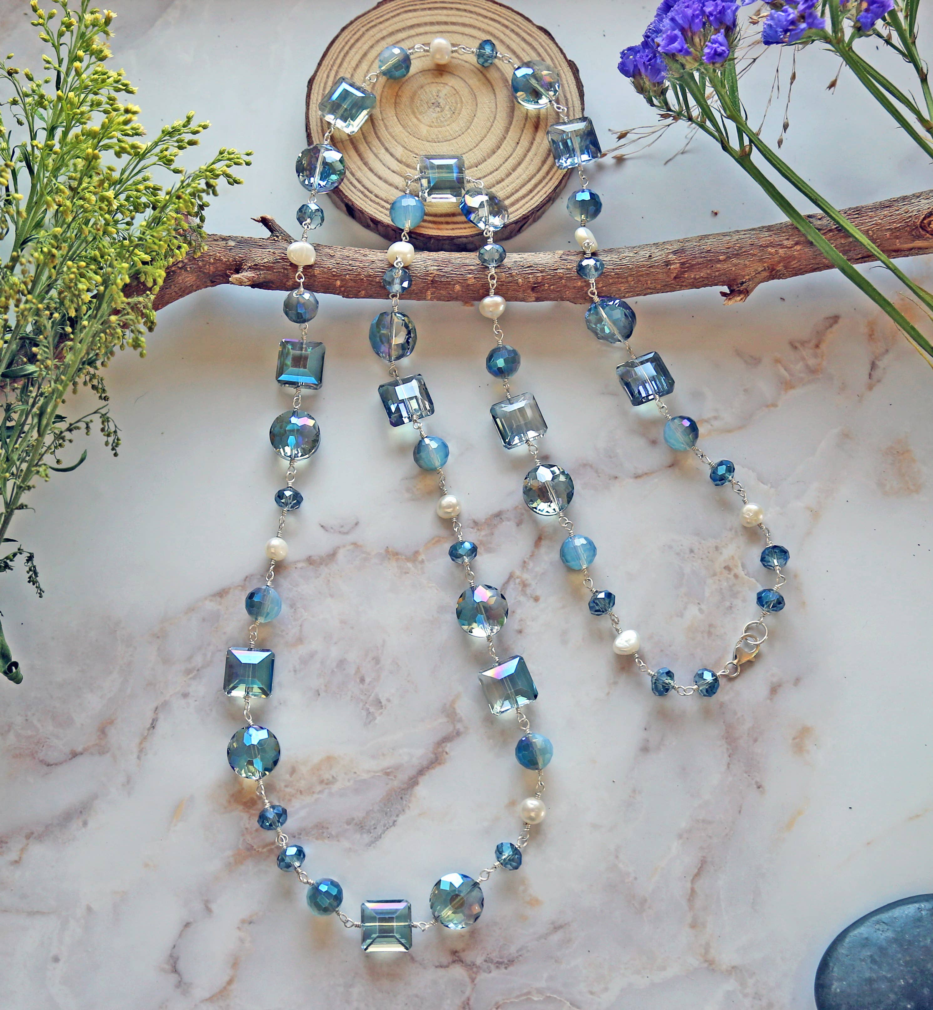 Crystal and Pearl Necklace-IST Jewelry-Stuffology - Where Vintage Meets Modern, A Boutique for Real Women in Crosbyton, TX