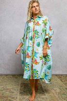 Short Sleeve Floral Printed Maxi Length Button Down Dress-Pol Clothing-Stuffology - Where Vintage Meets Modern, A Boutique for Real Women in Crosbyton, TX