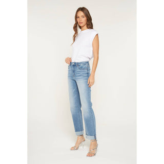 Mica High Rise Straight Leg Cuffed Jeans-Jeans-Mica Denim-Stuffology - Where Vintage Meets Modern, A Boutique for Real Women in Crosbyton, TX