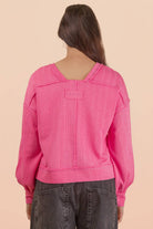 Raw Edge Detail Oversized Textured Knit Top-Top-VERY J-Stuffology - Where Vintage Meets Modern, A Boutique for Real Women in Crosbyton, TX