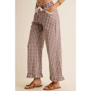 Gingham Ruffle Hem Pants-So Me-Stuffology - Where Vintage Meets Modern, A Boutique for Real Women in Crosbyton, TX