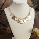 Textured Coins Statement Necklace – Gold Tone-Necklaces-PennyLine inc-Stuffology - Where Vintage Meets Modern, A Boutique for Real Women in Crosbyton, TX