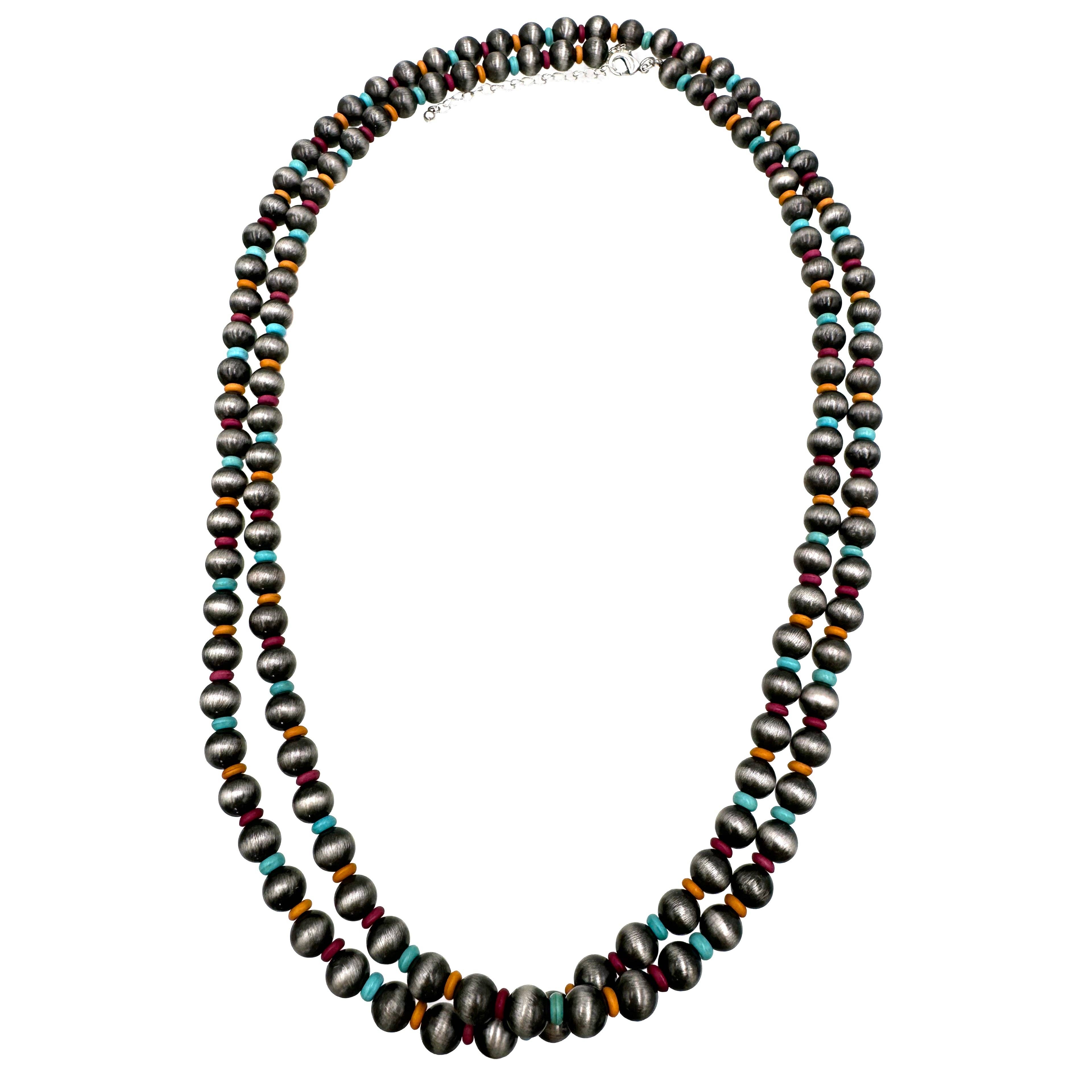 Navajo Large Beads Versatile Long 60 inch Necklace-Necklaces-Lunar Deer-Stuffology - Where Vintage Meets Modern, A Boutique for Real Women in Crosbyton, TX
