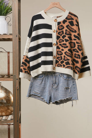 Bold Stripe and Leopard Cardigan-Cardigan-Mello.-Stuffology - Where Vintage Meets Modern, A Boutique for Real Women in Crosbyton, TX