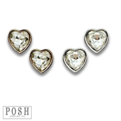 Rhinestone heart stud earring-Earrings-Pink Panache Brands-Stuffology - Where Vintage Meets Modern, A Boutique for Real Women in Crosbyton, TX