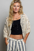 Batwing Sleeve Button Down Solid Crochet Cardigan Top-Pol Clothing-Stuffology - Where Vintage Meets Modern, A Boutique for Real Women in Crosbyton, TX