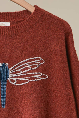 Dragonfly Ember Knit Sweater-Sweaters-Mello.-Stuffology - Where Vintage Meets Modern, A Boutique for Real Women in Crosbyton, TX