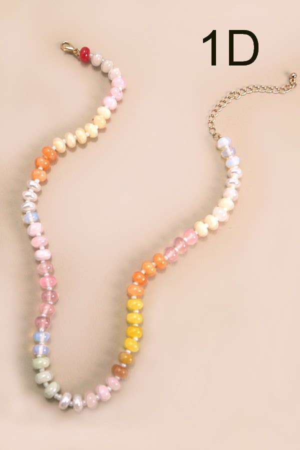 NATURAL AGATE GLASS SEMI PRECIOUS BEAD NECKLACE | 80N896-JOSSLYN by wall to wall-Stuffology - Where Vintage Meets Modern, A Boutique for Real Women in Crosbyton, TX
