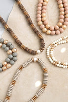 Multi Strand Wooden Beads Short Statement Necklace in Cream and Gold-Necklaces-PennyLine inc-Stuffology - Where Vintage Meets Modern, A Boutique for Real Women in Crosbyton, TX