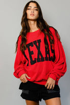 Texas Comfy Graphic Sweatshirt-Graphic Sweaters-BUCKETLIST-Stuffology - Where Vintage Meets Modern, A Boutique for Real Women in Crosbyton, TX