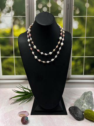 Gemstone and Cultured Pearl Rosary Style Necklace-IST Jewelry-Stuffology - Where Vintage Meets Modern, A Boutique for Real Women in Crosbyton, TX