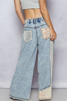POL Clothing Stud Detail Patchwork Denim Pants-Jeans-Pol Clothing-Stuffology - Where Vintage Meets Modern, A Boutique for Real Women in Crosbyton, TX