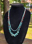 Case of 2 Turquoise, red glass bead necklaces, Native made-Necklaces-Horse Spirit Studio-Stuffology - Where Vintage Meets Modern, A Boutique for Real Women in Crosbyton, TX