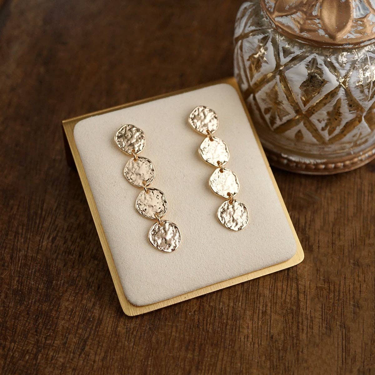 Desert Rhythm – Turquoise Color Stone & Textured Coin Necklace-Necklaces-PennyLine inc-Stuffology - Where Vintage Meets Modern, A Boutique for Real Women in Crosbyton, TX