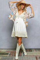 Granny Square 3/4 Sleeve Crochet Cardigan Top-Cardigan-Pol Clothing-Stuffology - Where Vintage Meets Modern, A Boutique for Real Women in Crosbyton, TX
