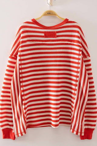 NT12742-Stripe Waffle Top-VERY J-Stuffology - Where Vintage Meets Modern, A Boutique for Real Women in Crosbyton, TX