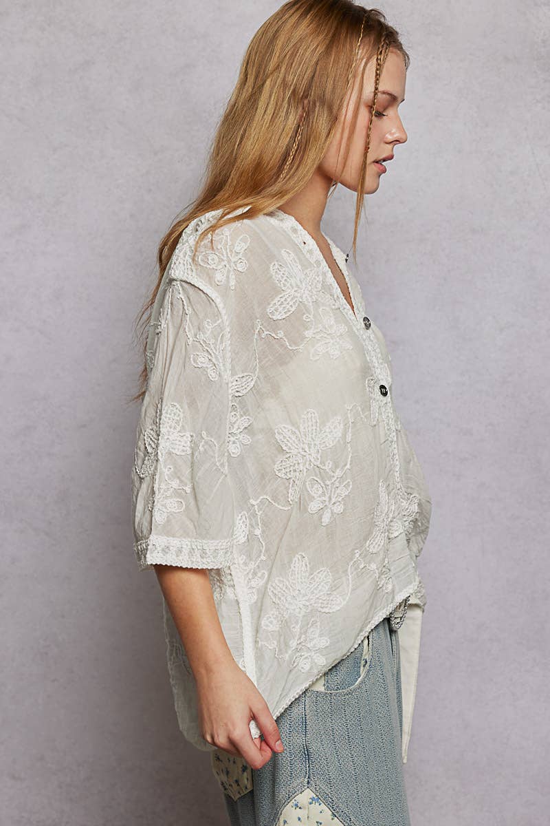 POL Clothing Lightweight Floral Crochet Hoodie Top-Crochet Top-Pol Clothing-Stuffology - Where Vintage Meets Modern, A Boutique for Real Women in Crosbyton, TX