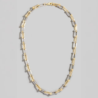 Two Tone U Chain Link Necklace-Necklaces-The Looks by Fame Accessories-Stuffology - Where Vintage Meets Modern, A Boutique for Real Women in Crosbyton, TX