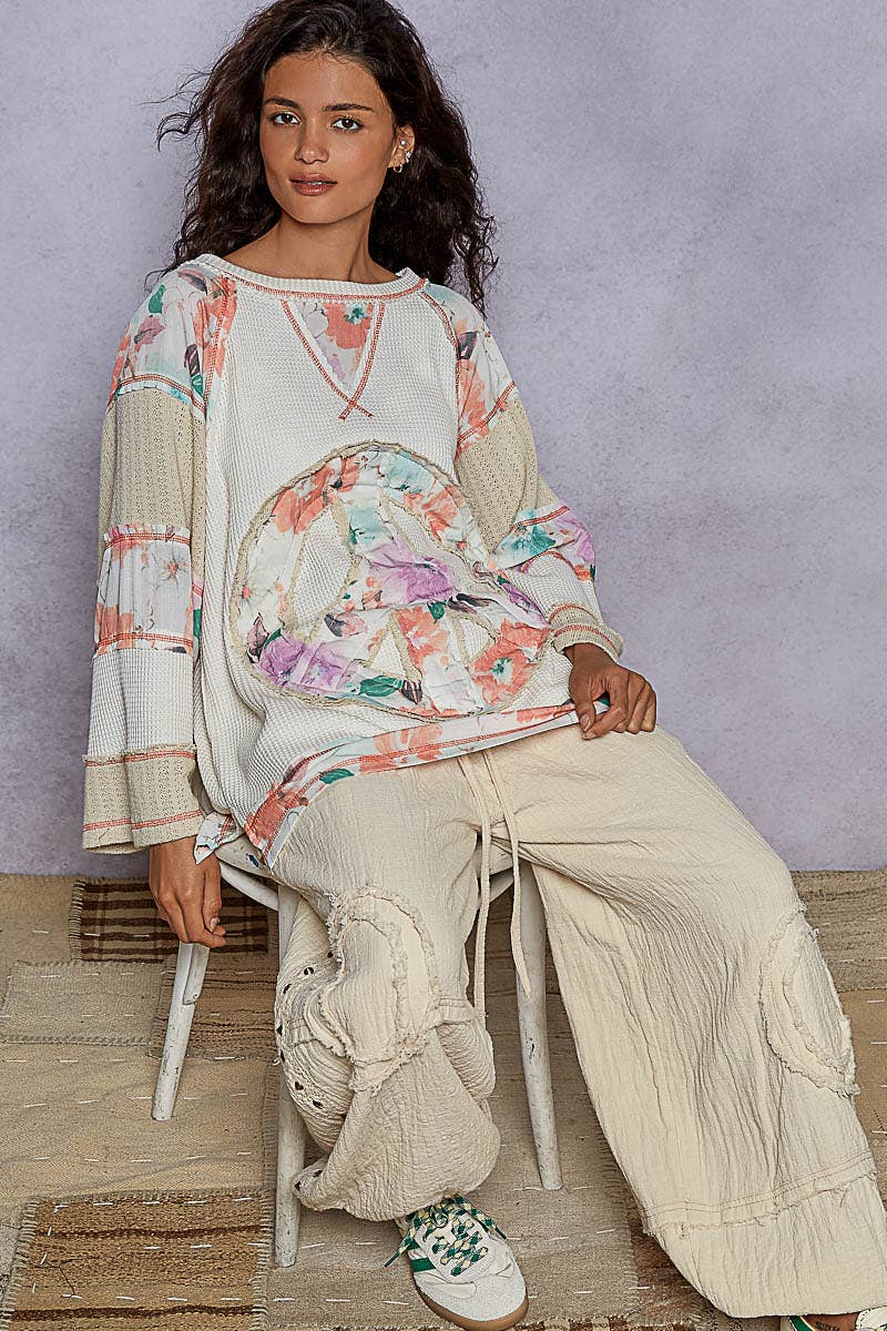 POL Clothing - Peace Sign Top-Pullover Top-Pol Clothing-Stuffology - Where Vintage Meets Modern, A Boutique for Real Women in Crosbyton, TX