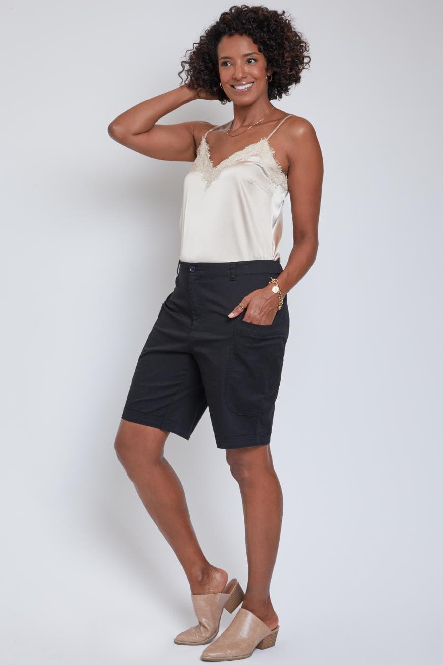 Wide Leg Bermuda Shorts-Shorts-YMI-Stuffology - Where Vintage Meets Modern, A Boutique for Real Women in Crosbyton, TX