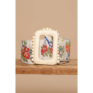 Floral pattern print square buckle belt-BELT-Pol Clothing-Stuffology - Where Vintage Meets Modern, A Boutique for Real Women in Crosbyton, TX
