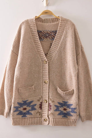 12W3668N-Western Horse Intarsia Knit Cardigan-VERY J-Stuffology - Where Vintage Meets Modern, A Boutique for Real Women in Crosbyton, TX