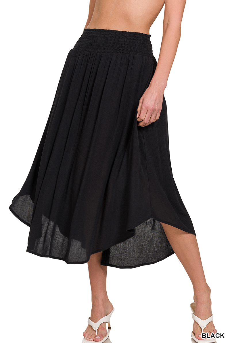 BLACK CRINKLE FABRIC SKIRT | Stuffology Boutique-Skirts-Zenana-Stuffology - Where Vintage Meets Modern, A Boutique for Real Women in Crosbyton, TX