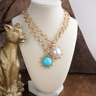 Suncrest Duo – Toggle Charm Chain Necklace-PennyLine inc-Stuffology - Where Vintage Meets Modern, A Boutique for Real Women in Crosbyton, TX