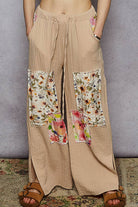 POL Double Gauze Floral Patch Pants-Pants-Pol Clothing-Stuffology - Where Vintage Meets Modern, A Boutique for Real Women in Crosbyton, TX