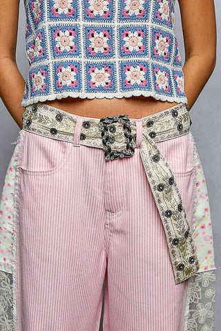 Floral Printed Metal Square Buckle Belt-BELT-Pol Clothing-Stuffology - Where Vintage Meets Modern, A Boutique for Real Women in Crosbyton, TX