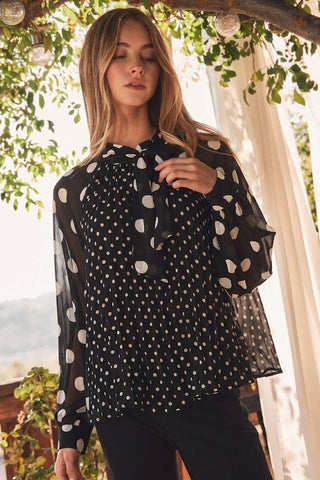 The Midnight Muse Polka Dot Blouse-Blouse-Oddi-Stuffology - Where Vintage Meets Modern, A Boutique for Real Women in Crosbyton, TX