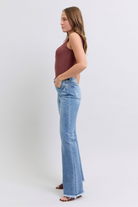 Judy Blue High Waist Boot Cut with Fray Hem-Jeans-Judy Blue-Stuffology - Where Vintage Meets Modern, A Boutique for Real Women in Crosbyton, TX