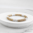 Heishi Disc Boho beaded stretchy bracelet Silver Gold Shell-Bracelets-PennyLine inc-Stuffology - Where Vintage Meets Modern, A Boutique for Real Women in Crosbyton, TX