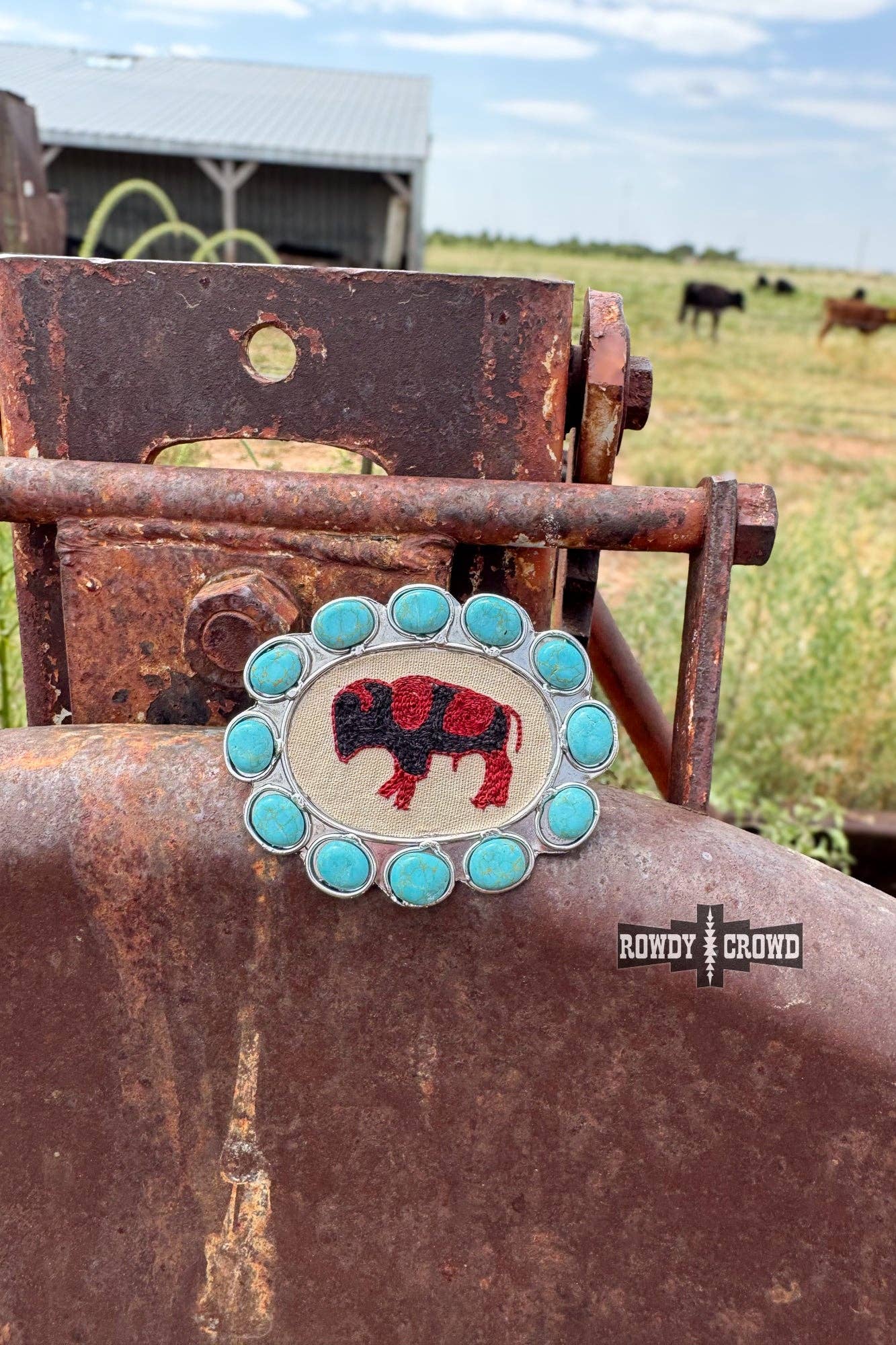 Blazing Buffalo Scarf Slide-Wild Rags-Stuffology Boutique-Stuffology - Where Vintage Meets Modern, A Boutique for Real Women in Crosbyton, TX