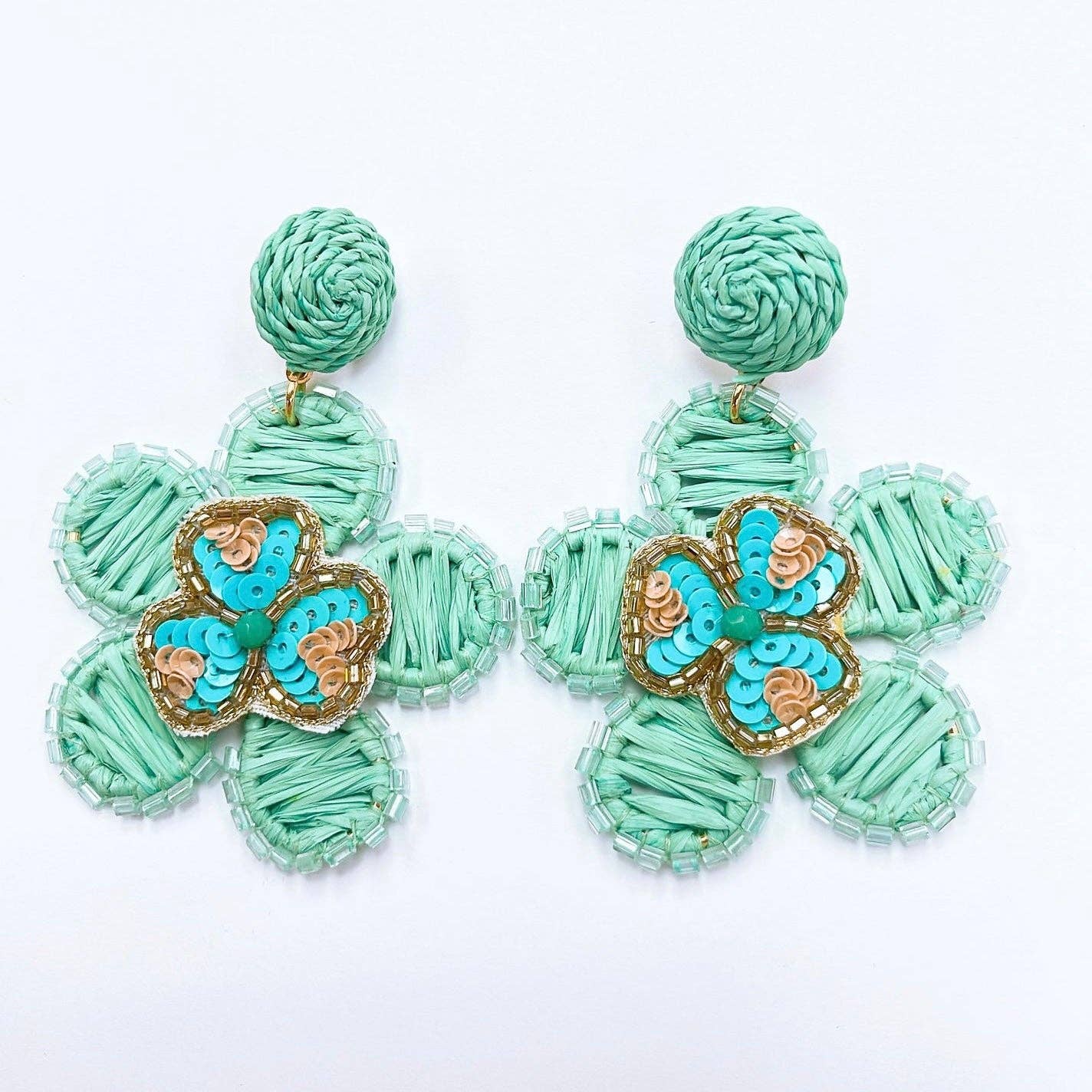 Aster Teal Earrings-Earrings-Treasure Jewels Inc.-Stuffology - Where Vintage Meets Modern, A Boutique for Real Women in Crosbyton, TX
