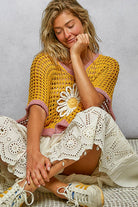 POL Clothing Round Neck Sleeveless Floral Open Crochet Sweater-Sweater Vest-Pol Clothing-Stuffology - Where Vintage Meets Modern, A Boutique for Real Women in Crosbyton, TX