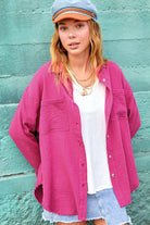 Crinkled Gauze Button Down Shirt-La Miel-Stuffology - Where Vintage Meets Modern, A Boutique for Real Women in Crosbyton, TX