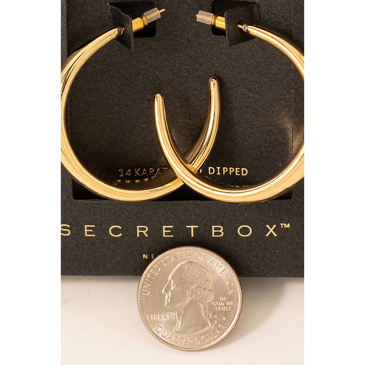 Secret Box Gold Dipped Beveled Hoop Earrings-Earrings-Fame Accessories-Stuffology - Where Vintage Meets Modern, A Boutique for Real Women in Crosbyton, TX