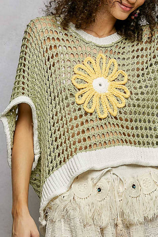 POL Clothing Round Neck Sleeveless Floral Open Crochet Sweater-Tops-Pol Clothing-Stuffology - Where Vintage Meets Modern, A Boutique for Real Women in Crosbyton, TX