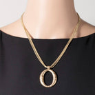 Matte Hammered Gold Oval Pendant Layered Chains Necklace-Necklaces-The Looks by Fame Accessories-Stuffology - Where Vintage Meets Modern, A Boutique for Real Women in Crosbyton, TX
