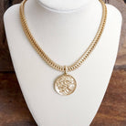 Coin Statement Chain Necklace in Worn Gold Tone-Necklaces-PennyLine inc-Stuffology - Where Vintage Meets Modern, A Boutique for Real Women in Crosbyton, TX