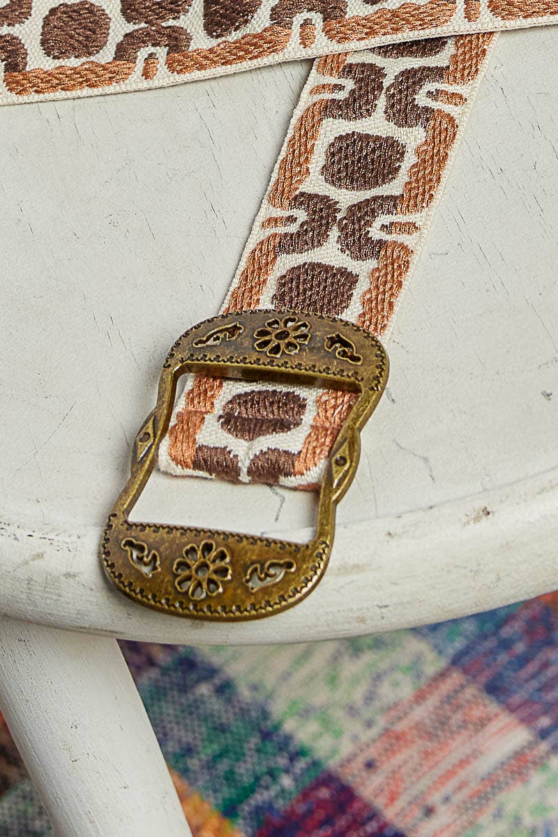 Vintage Geo Brown Buckle Belt-BELT-Pol Clothing-Stuffology - Where Vintage Meets Modern, A Boutique for Real Women in Crosbyton, TX