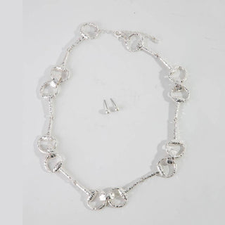 Hammered Equestrian Bit Link Necklace Set-Necklaces-The Looks by Fame Accessories-Stuffology - Where Vintage Meets Modern, A Boutique for Real Women in Crosbyton, TX