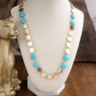 Desert Rhythm – Turquoise Color Stone & Textured Coin Necklace-Necklaces-PennyLine inc-Stuffology - Where Vintage Meets Modern, A Boutique for Real Women in Crosbyton, TX