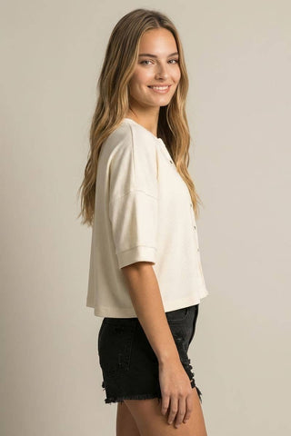 Round Neck Button Down Cardigan-Cardigan-Doe and Rae-Stuffology - Where Vintage Meets Modern, A Boutique for Real Women in Crosbyton, TX