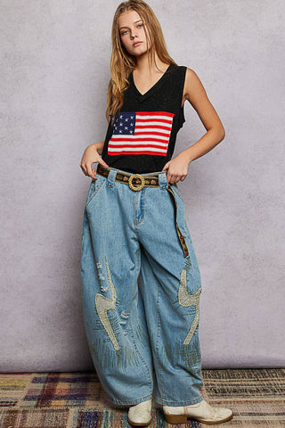 POL Clothing Beaded Cycle Striped Floral Pattern Belt-BELT-Pol Clothing-Stuffology - Where Vintage Meets Modern, A Boutique for Real Women in Crosbyton, TX