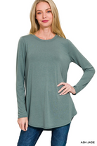 LONG SLEEVE ROUND NECK & ROUND HEM TOP /STUFFOLOGY BOUTIQUE-TOP-ZENANA-Stuffology - Where Vintage Meets Modern, A Boutique for Real Women in Crosbyton, TX