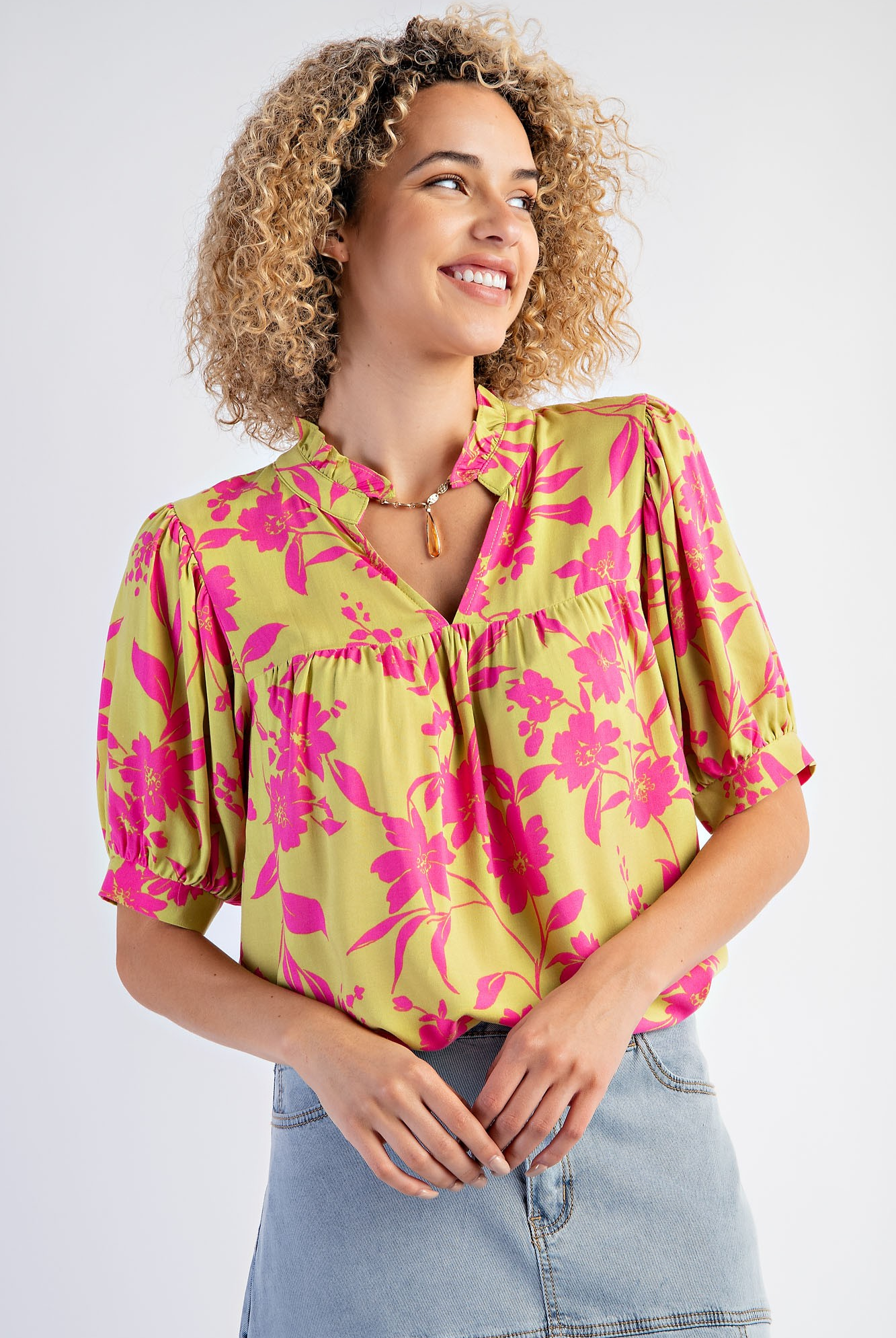 TROPICAL PRINT RAYON CHALLIS WOVEN TOP-Top-Easel-Stuffology - Where Vintage Meets Modern, A Boutique for Real Women in Crosbyton, TX