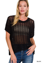 Fish Net Crochet Open Weave Cotton Sweater-Zenana-Stuffology - Where Vintage Meets Modern, A Boutique for Real Women in Crosbyton, TX